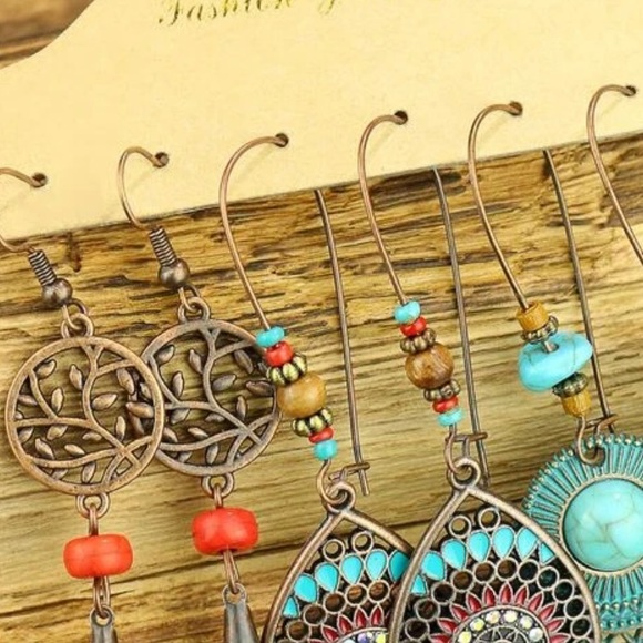 EMERY ROSE 3 Pair Bohemian WaterDrop Earrings - Picture 4 of 9